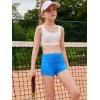 Haloumoning Girls Athletic Shorts Kids High Waist Biker Dance Gymnastics Shorts Comfy Yoga Active Shorts 5-14 Years(Blue)