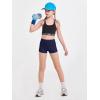 Haloumoning Girls Athletic Shorts Kids High Waist Biker Dance Gymnastics Shorts Comfy Yoga Active Shorts 5-14 Years(Navy)
