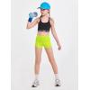 Haloumoning Girls Athletic Shorts Kids High Waist Biker Dance Gymnastics Shorts Comfy Yoga Active Shorts 5-14 Years(Neon Green)