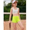 Haloumoning Girls Athletic Shorts Kids High Waist Biker Dance Gymnastics Shorts Comfy Yoga Active Shorts 5-14 Years(Neon Green)