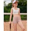 Haloumoning Girls Athletic Shorts Kids High Waist Biker Dance Gymnastics Shorts Comfy Yoga Active Shorts 5-14 Years(Pink)