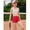 Haloumoning Girls Athletic Shorts Kids High Waist Biker Dance Gymnastics Shorts Comfy Yoga Active Shorts 5-14 Years(Red)