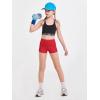Haloumoning Girls Athletic Shorts Kids High Waist Biker Dance Gymnastics Shorts Comfy Yoga Active Shorts 5-14 Years(Red)