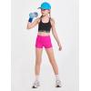 Haloumoning Girls Athletic Shorts Kids High Waist Biker Dance Gymnastics Shorts Comfy Yoga Active Shorts 5-14 Years(Rose Red)