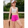 Haloumoning Girls Athletic Shorts Kids High Waist Biker Dance Gymnastics Shorts Comfy Yoga Active Shorts 5-14 Years(Rose Red)