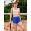 Haloumoning Girls Athletic Shorts Kids High Waist Biker Dance Gymnastics Shorts Comfy Yoga Active Shorts 5-14 Years(Royal Blue)