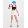 Haloumoning Girls Athletic Shorts Kids High Waist Biker Dance Gymnastics Shorts Comfy Yoga Active Shorts 5-14 Years(White)