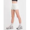 Haloumoning Girls Athletic Shorts Kids High Waist Biker Dance Gymnastics Shorts Comfy Yoga Active Shorts 5-14 Years(White)