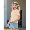 Haloumoning Girls Short Sleeve Polo Shirts Kids School Uniform Pique Polo Shirt 5-14 Years(Beige)