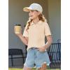 Haloumoning Girls Short Sleeve Polo Shirts Kids School Uniform Pique Polo Shirt 5-14 Years(Beige)
