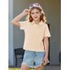 Haloumoning Girls Short Sleeve Polo Shirts Kids School Uniform Pique Polo Shirt 5-14 Years(Beige)