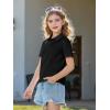 Haloumoning Girls Short Sleeve Polo Shirts Kids School Uniform Pique Polo Shirt 5-14 Years(Black)