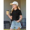 Haloumoning Girls Short Sleeve Polo Shirts Kids School Uniform Pique Polo Shirt 5-14 Years(Black)