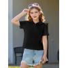 Haloumoning Girls Short Sleeve Polo Shirts Kids School Uniform Pique Polo Shirt 5-14 Years(Black)