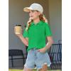 Haloumoning Girls Short Sleeve Polo Shirts Kids School Uniform Pique Polo Shirt 5-14 Years(Green)