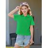 Haloumoning Girls Short Sleeve Polo Shirts Kids School Uniform Pique Polo Shirt 5-14 Years(Green)