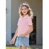 Haloumoning Girls Short Sleeve Polo Shirts Kids School Uniform Pique Polo Shirt 5-14 Years(Light Pink)