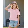 Haloumoning Girls Short Sleeve Polo Shirts Kids School Uniform Pique Polo Shirt 5-14 Years(Light Pink)