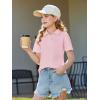 Haloumoning Girls Short Sleeve Polo Shirts Kids School Uniform Pique Polo Shirt 5-14 Years(Light Pink)