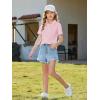 Haloumoning Girls Short Sleeve Polo Shirts Kids School Uniform Pique Polo Shirt 5-14 Years(Light Pink)
