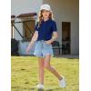 Haloumoning Girls Short Sleeve Polo Shirts Kids School Uniform Pique Polo Shirt 5-14 Years(Navy Blue)