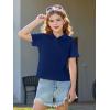 Haloumoning Girls Short Sleeve Polo Shirts Kids School Uniform Pique Polo Shirt 5-14 Years(Navy Blue)