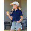 Haloumoning Girls Short Sleeve Polo Shirts Kids School Uniform Pique Polo Shirt 5-14 Years(Navy Blue)