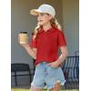 Haloumoning Girls Short Sleeve Polo Shirts Kids School Uniform Pique Polo Shirt 5-14 Years(Red)