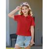 Haloumoning Girls Short Sleeve Polo Shirts Kids School Uniform Pique Polo Shirt 5-14 Years(Red)