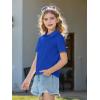 Haloumoning Girls Short Sleeve Polo Shirts Kids School Uniform Pique Polo Shirt 5-14 Years(Royal Blue)