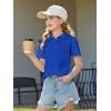 Haloumoning Girls Short Sleeve Polo Shirts Kids School Uniform Pique Polo Shirt 5-14 Years(Royal Blue)
