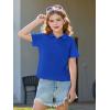 Haloumoning Girls Short Sleeve Polo Shirts Kids School Uniform Pique Polo Shirt 5-14 Years(Royal Blue)