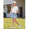 Haloumoning Girls Short Sleeve Polo Shirts Kids School Uniform Pique Polo Shirt 5-14 Years(White)