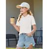 Haloumoning Girls Short Sleeve Polo Shirts Kids School Uniform Pique Polo Shirt 5-14 Years(White)