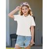 Haloumoning Girls Short Sleeve Polo Shirts Kids School Uniform Pique Polo Shirt 5-14 Years(White)