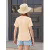 Haloumoning Girls Short Sleeve T Shirts Kids Ruched Side Slim Fit Tops Casual Crewneck Tees 5-14 Years(Apricot)
