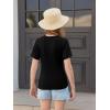 Haloumoning Girls Short Sleeve T Shirts Kids Ruched Side Slim Fit Tops Casual Crewneck Tees 5-14 Years(Black)