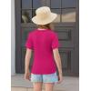 Haloumoning Girls Short Sleeve T Shirts Kids Ruched Side Slim Fit Tops Casual Crewneck Tees 5-14 Years(Hot Pink)
