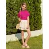 Haloumoning Girls Short Sleeve T Shirts Kids Ruched Side Slim Fit Tops Casual Crewneck Tees 5-14 Years(Hot Pink)