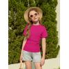 Haloumoning Girls Short Sleeve T Shirts Kids Ruched Side Slim Fit Tops Casual Crewneck Tees 5-14 Years(Hot Pink)