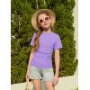 Haloumoning Girls Short Sleeve T Shirts Kids Ruched Side Slim Fit Tops Casual Crewneck Tees 5-14 Years(Light Purple)