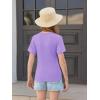 Haloumoning Girls Short Sleeve T Shirts Kids Ruched Side Slim Fit Tops Casual Crewneck Tees 5-14 Years(Light Purple)