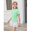 Haloumoning Girls Short Sleeve T Shirts Kids Ruched Side Slim Fit Tops Casual Crewneck Tees 5-14 Years(Mint Green)
