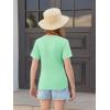 Haloumoning Girls Short Sleeve T Shirts Kids Ruched Side Slim Fit Tops Casual Crewneck Tees 5-14 Years(Mint Green)