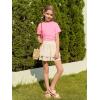 Haloumoning Girls Short Sleeve T Shirts Kids Ruched Side Slim Fit Tops Casual Crewneck Tees 5-14 Years(Pink)