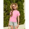 Haloumoning Girls Short Sleeve T Shirts Kids Ruched Side Slim Fit Tops Casual Crewneck Tees 5-14 Years(Pink)