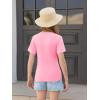 Haloumoning Girls Short Sleeve T Shirts Kids Ruched Side Slim Fit Tops Casual Crewneck Tees 5-14 Years(Pink)