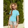 Haloumoning Girls Short Sleeve T Shirts Kids Ruched Side Slim Fit Tops Casual Crewneck Tees 5-14 Years(Sky Blue)