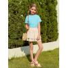 Haloumoning Girls Short Sleeve T Shirts Kids Ruched Side Slim Fit Tops Casual Crewneck Tees 5-14 Years(Sky Blue)
