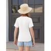 Haloumoning Girls Short Sleeve T Shirts Kids Ruched Side Slim Fit Tops Casual Crewneck Tees 5-14 Years(White)